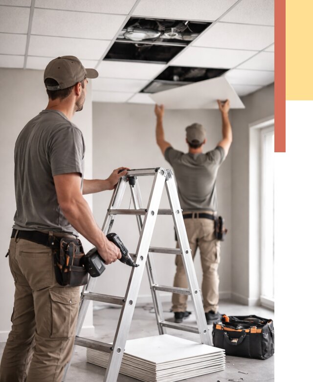 Обслуживание подвесного потолка в Заинске от 3559 руб. — быстро и недорого | ОТДЕЛОЧНИК-Знс