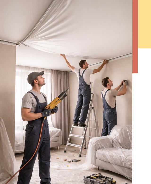 Установка натяжного потолка в Заинске от 4576 руб. | Быстро и недорого — ОТДЕЛОЧНИК-Знс