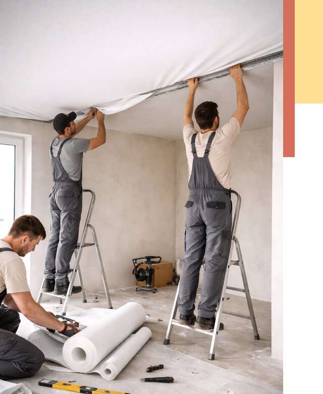 Монтаж тканевого натяжного потолка в Заинске от 3559 руб. под ключ | ОТДЕЛОЧНИК-Знс