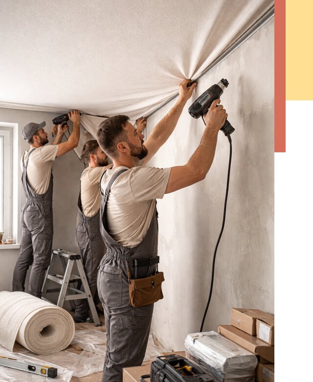 Монтаж фактурного натяжного потолка в Заинске от 763 руб. — ОТДЕЛОЧНИК-Знс