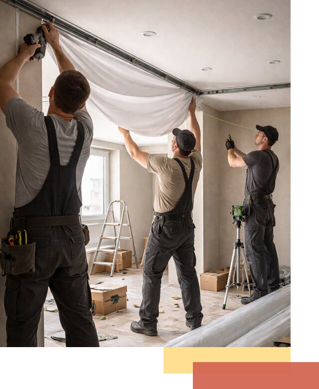 Монтаж парящего натяжного потолка под ключ в Заинске