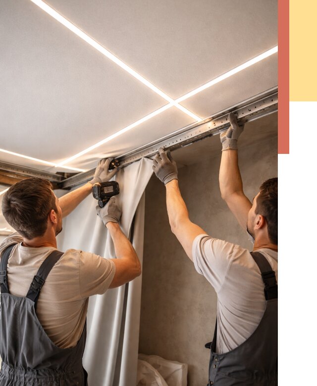 Монтаж натяжного потолка со световыми линиями в Заинске от 1220 руб. | ОТДЕЛОЧНИК-Знс