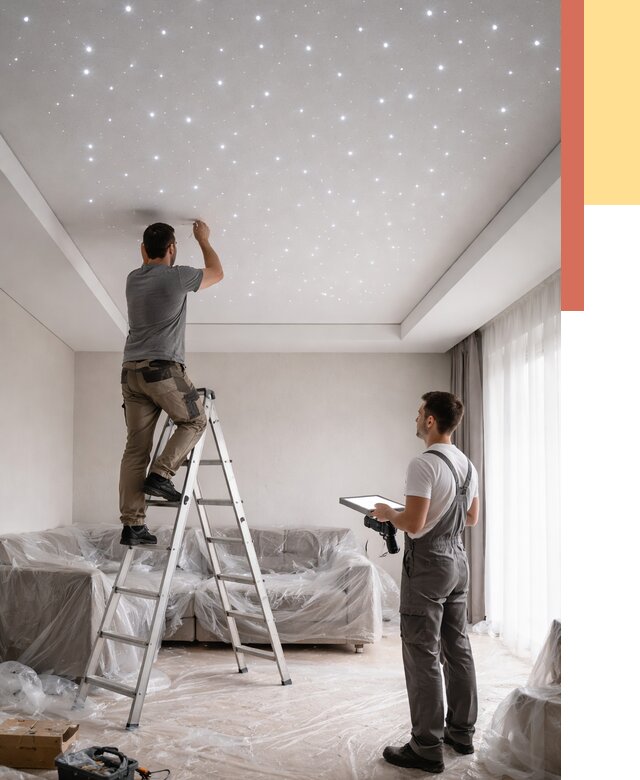 Монтаж натяжного потолка «звездное небо» в Заинске от 6610 руб. | ОТДЕЛОЧНИК-Знс