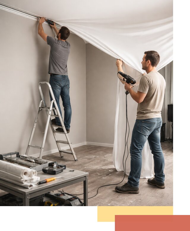 Монтаж натяжного потолка в студии в Заинске