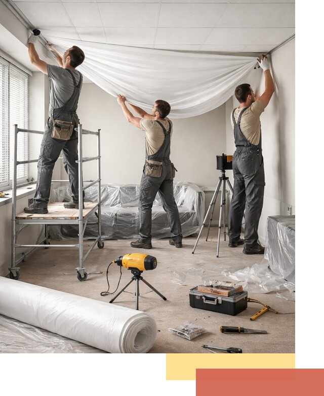 Монтаж натяжного потолка в офисе в Заинске