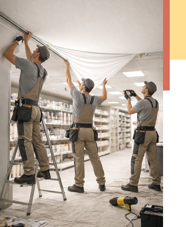 Монтаж натяжного потолка в магазине в Заинске от 4576 руб. быстро и недорого | ОТДЕЛОЧНИК-Знс