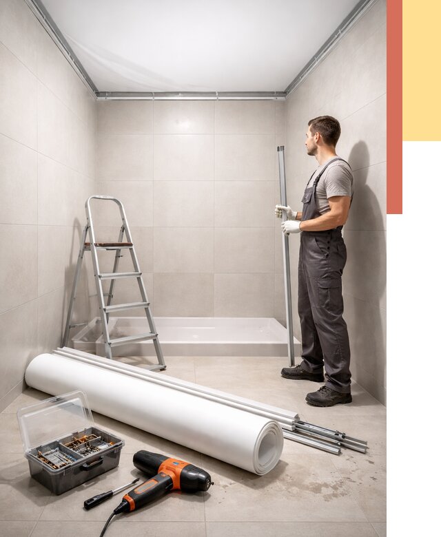 Монтаж натяжного потолка в санузле в Заинске от 1881 руб. — ОТДЕЛОЧНИК-Знс