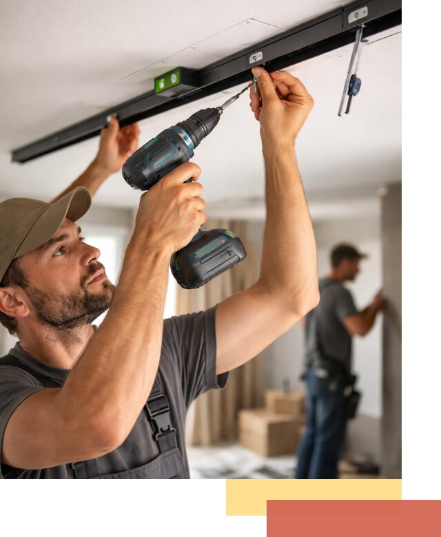 Установка трековых светильников в натяжной потолок в Заинске