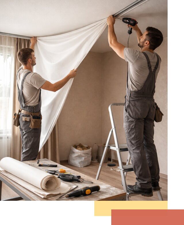 Замена полотна натяжного потолка в Заинске быстро и качественно