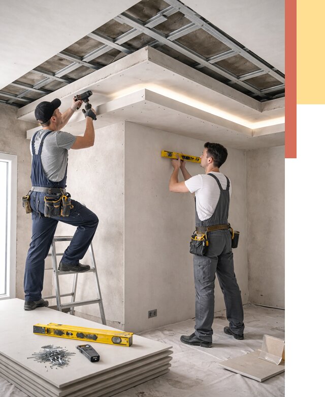 Двухуровневый потолок из гипсокартона в Заинске от 1475 руб. под ключ | ОТДЕЛОЧНИК-Знс