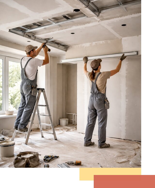 Монтаж многоуровневого потолка из гипсокартона в Заинске