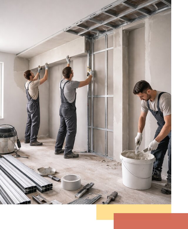 Монтаж потолка из гипсокартона с нишей в Заинске