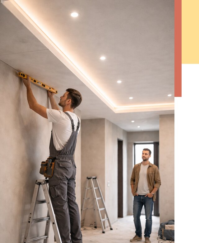 Потолок из гипсокартона с подсветкой в Заинске от 763 руб./м2 под ключ | ОТДЕЛОЧНИК-Знс