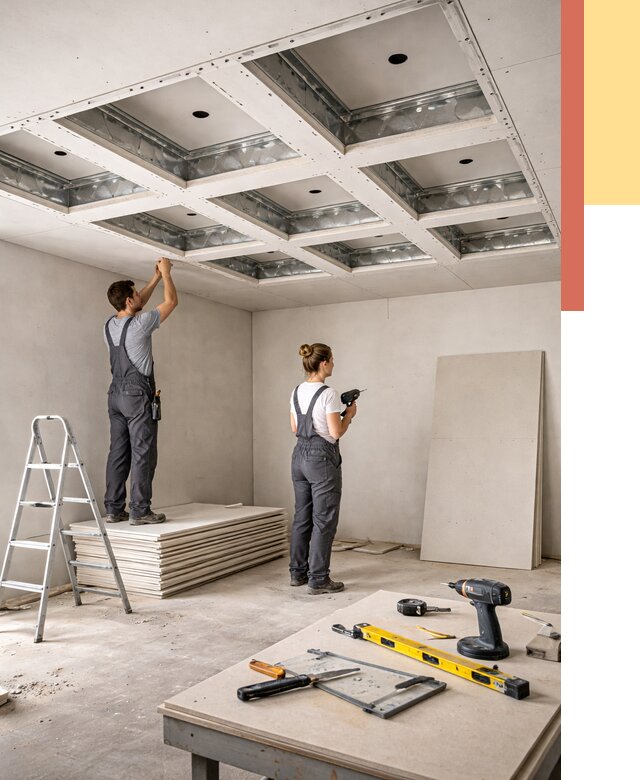 Кессонный потолок из гипсокартона в Заинске от 1881 руб. — монтаж и под ключ | ОТДЕЛОЧНИК-Знс