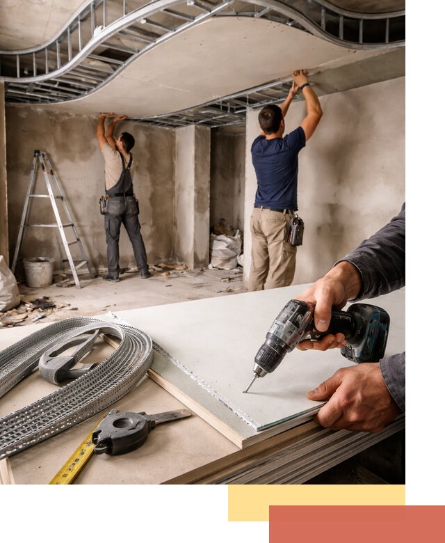 Криволинейный потолок из гипсокартона в Заинске — монтаж и отделка