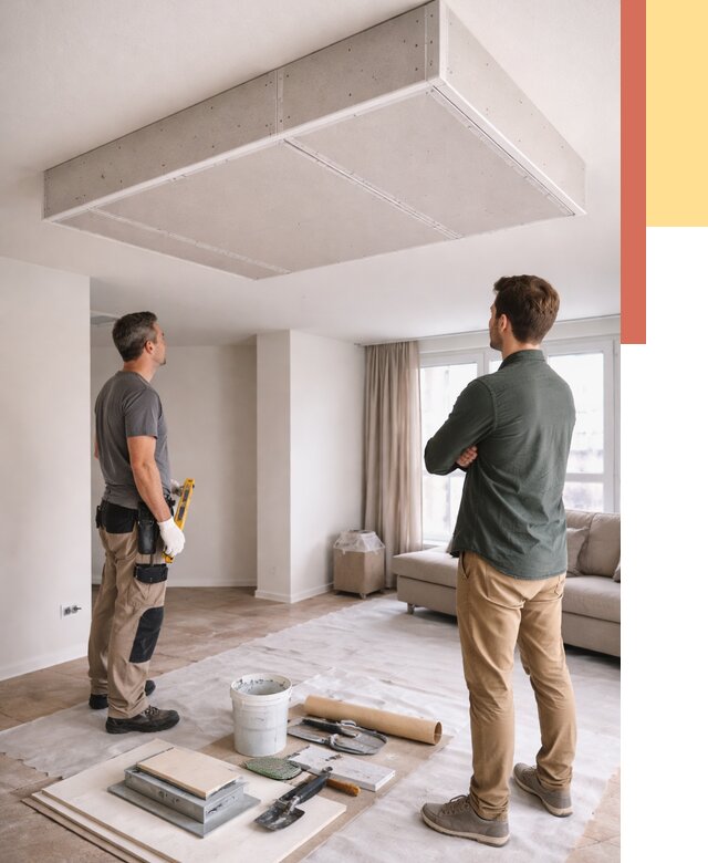 Короб на потолке из гипсокартона в Заинске от 2237 руб. — монтаж и услуги под ключ | ОТДЕЛОЧНИК-Знс