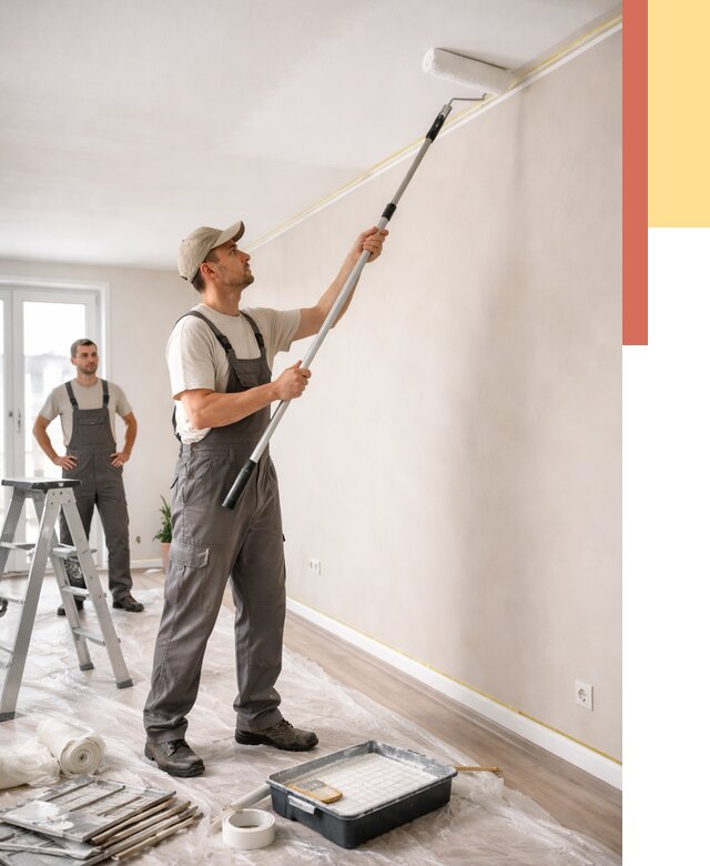 Покраска потолка из гипсокартона в Заинске от 4576 руб./м2 — услуги под ключ | ОТДЕЛОЧНИК-Знс