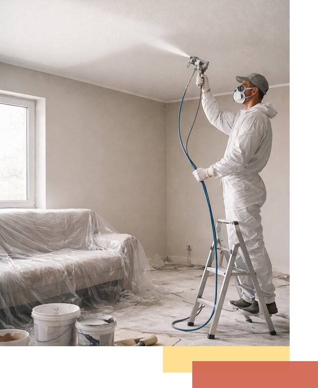 Покраска потолка краскопультом в Заинске быстро и качественно