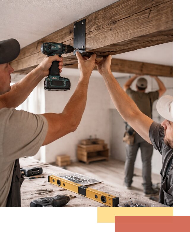 Монтаж декоративных потолочных балок в Заинске